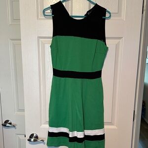 New York & Company Green and Black Midi Dress